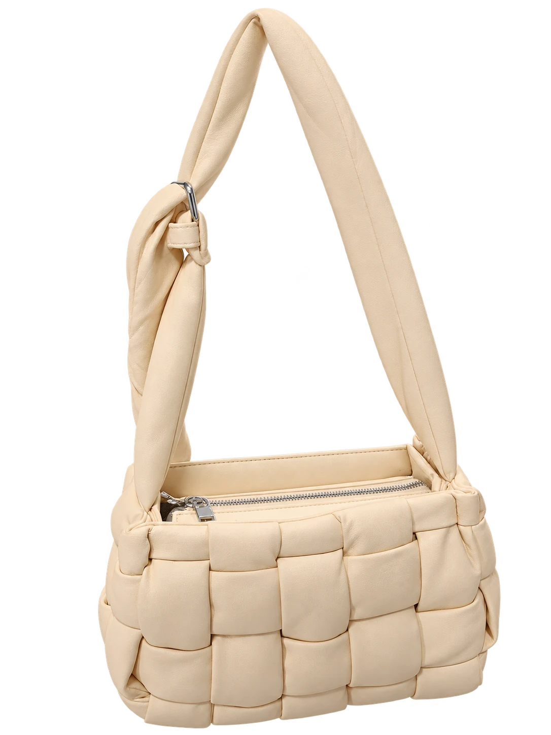 Cream padded shoulder handbag